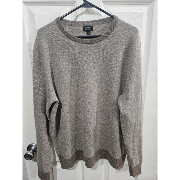 J.Crew Sweaters - J.Crew 100% Cashmere Sweater Large Taupe Brown Birds Eye Knit Crewneck  FLAWED